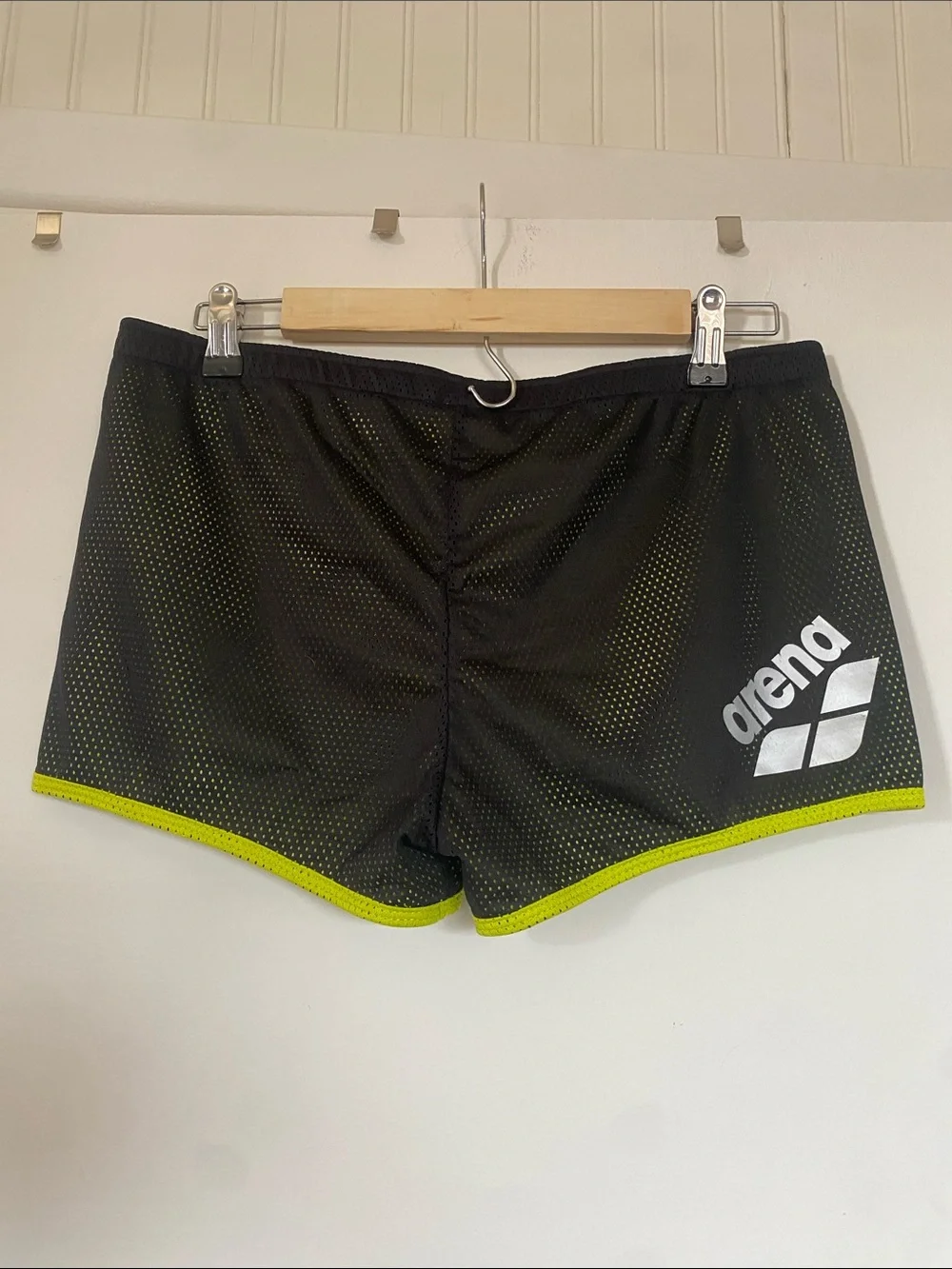 Arena Men's Black Swim Trunks with Neon Yellow Trim